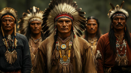 Native American Headdress with Feathers and Beads