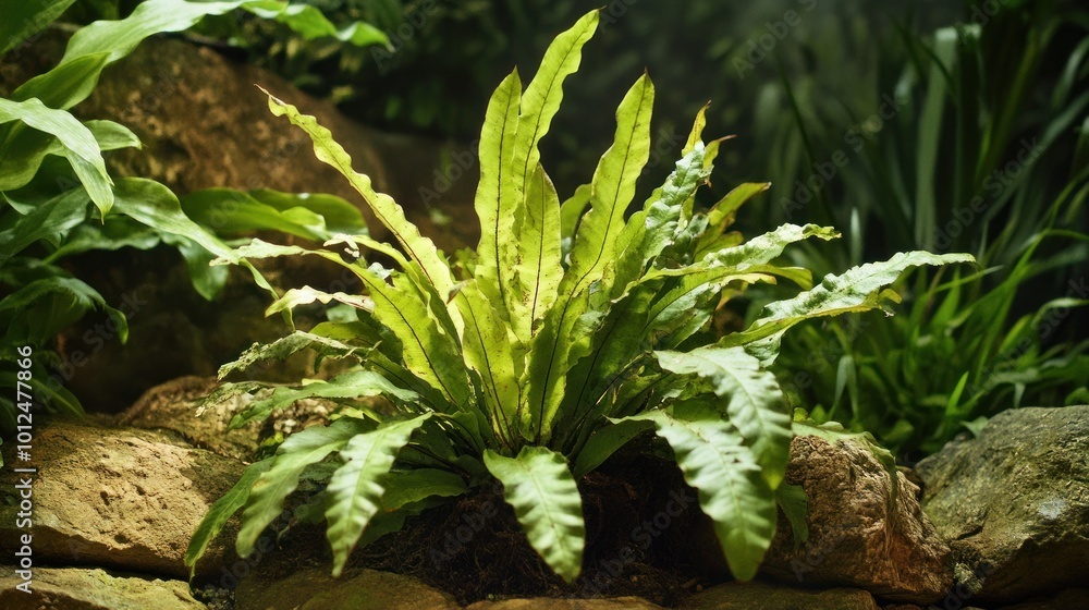 Poster Green Fern Plant in Lush Foliage