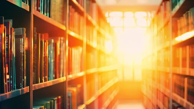 library with bookshelves and books