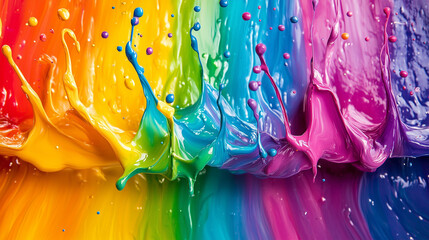 Colorful oil paint splashes. Abstract background with rainbow colors.