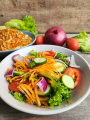 Fresh green lettuce health food and spaghetti Italian food