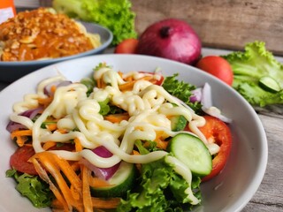 Fresh green lettuce health food and spaghetti Italian food
