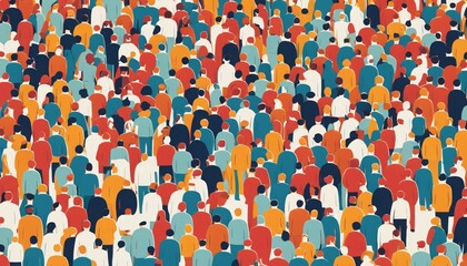 crowd people in the city minimalist illustration