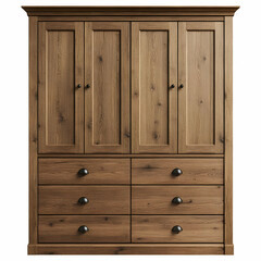 Fototapeta premium Realistic 3D Wooden Armoire with Drawers