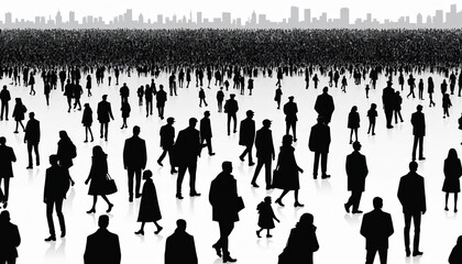 crowd people in the city minimalist illustration