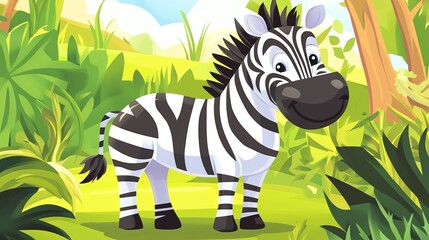 A fun and educational zebra flashcard for kids, featuring a cute, cartoon-style zebra with its name printed clearly below. The design is simple and colorful, making it engaging and easy