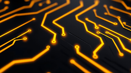 Close-up of Glowing Circuit Board