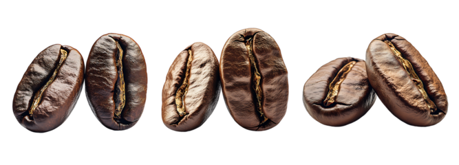 Close-up Image of Roasted Coffee Beans isolated on white background