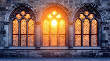 Obraz premium Five Stylish Arched Windows with Lattice.