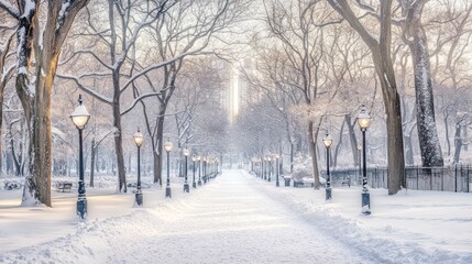 Snowy Path in the Park