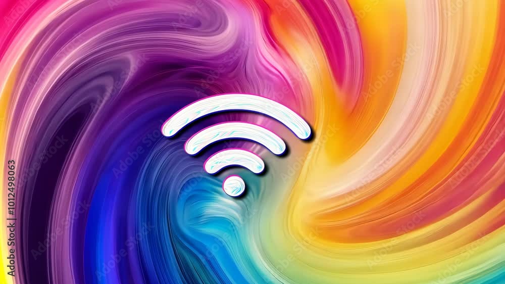 Poster colorful abstract background with wifi symbol, digital connectivity concept
