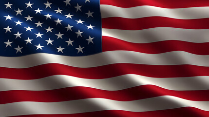 Naklejka premium Waving American Flag in the Wind - Red, White, and Blue