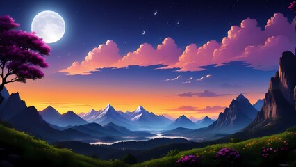 sunset over mountains