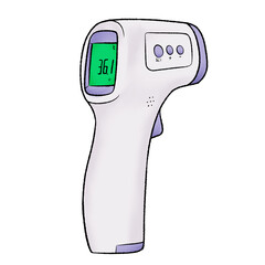 medical equipment illustration Outline Touchless forehead Thermometer on a transparent background