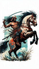 浮世絵（Ukiyoe）／侍（サムライ）　馬　騎馬