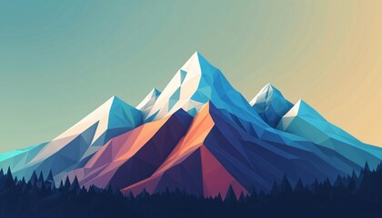 Beautiful illustration low poly style landscape