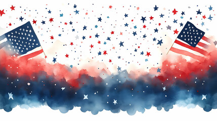 Patriotic Stars and Stripes Watercolor Background for Celebration
