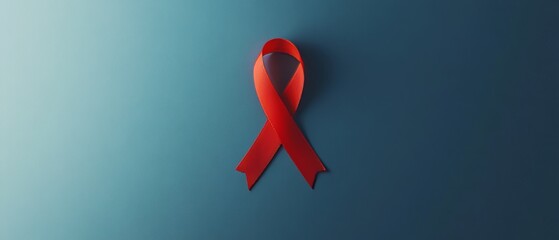 A powerful visual representation for World AIDS Day, featuring a symbolic red ribbon set against a minimalist background, emphasizing awareness and solidarity, with ample space for impactful messaging