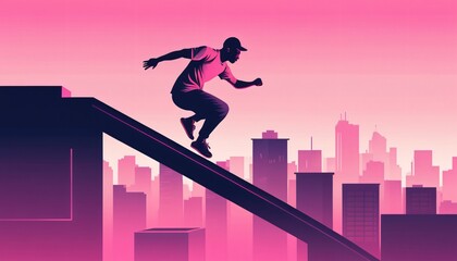 person doing parkour sport simple minimalist illustration