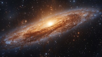 Fototapeta premium Stunning spiral galaxy with radiant core, set against a backdrop of countless stars.