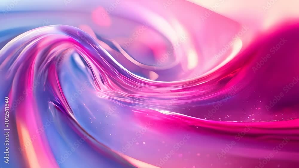 Poster abstract fluid wave art in shades of pink and purple, creating a smooth and glossy appearance with d