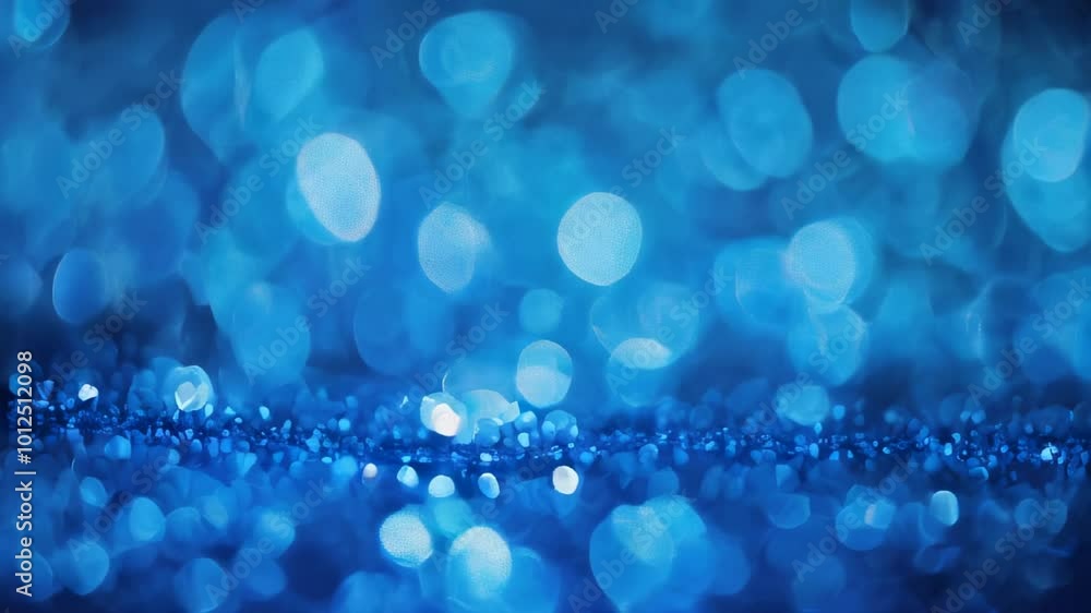 Poster abstract blue bokeh light background with a shimmering effect, creating a dreamy and ethereal atmosp