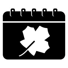 Autumn calendar icon with leaves inside