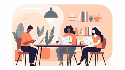 Education and academic students studying together Generative AI