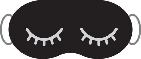 Black Sleeping mask relaxing closed eyes icon.