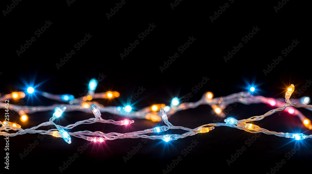 Poster beautiful string lights with colorful bokeh creating a warm and festive atmosphere