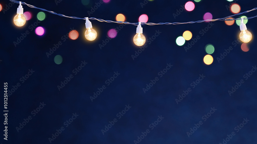 Poster beautiful string lights with colorful bokeh creating a warm and festive atmosphere