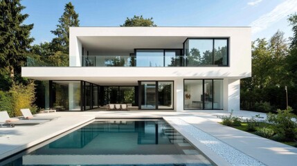 Modern White House with Swimming Pool and Patio