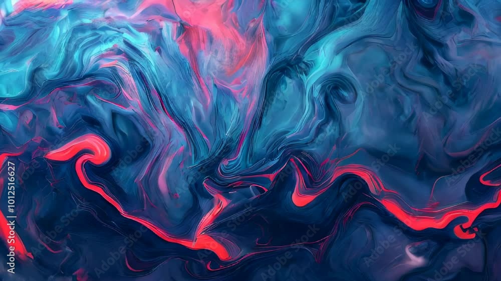 Poster digital art background with vibrant blue and red abstract swirl patterns.