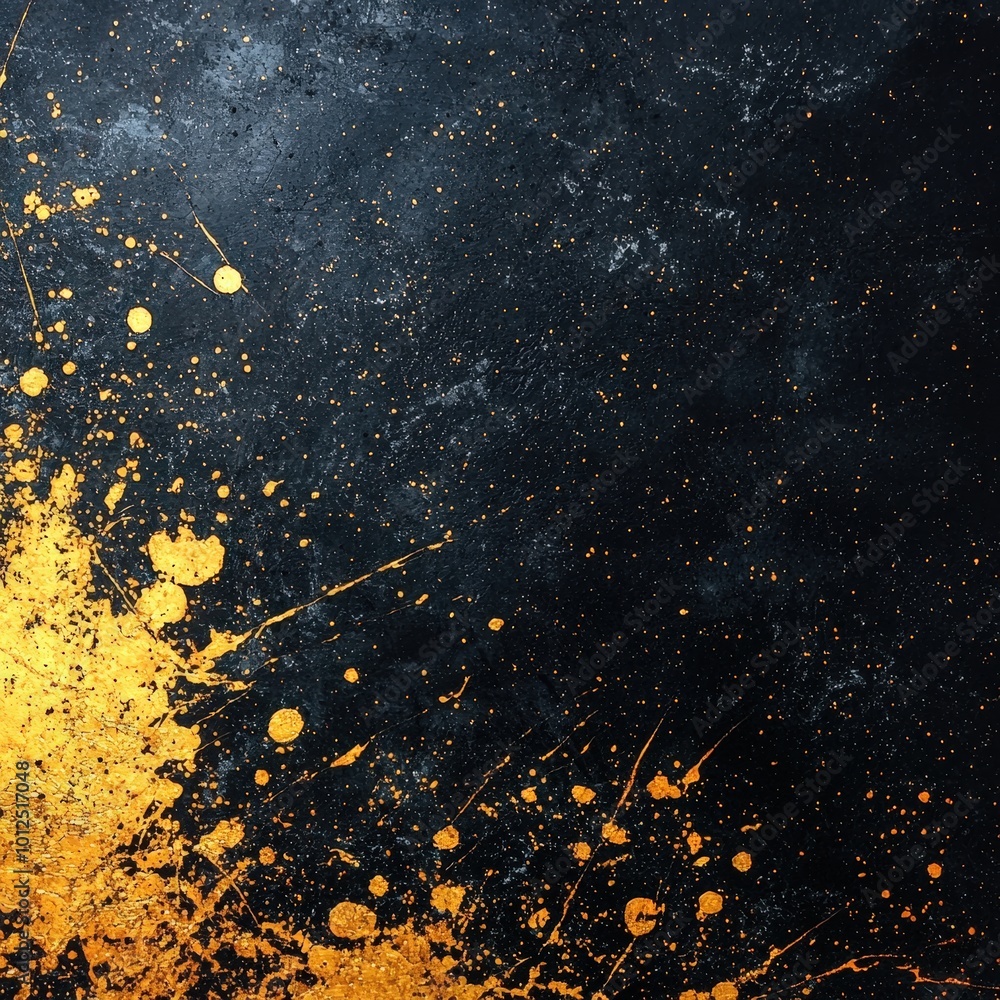 Poster abstract texture with shimmering gold leaf patterns on a dark background
