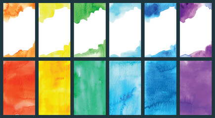 Big set of bright vector colorful watercolor background for poster, brochure or flyer
