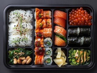 Fresh assorted sushi bento box, delicious and ready!