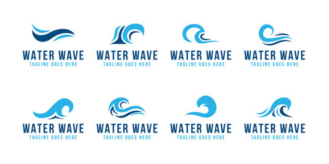 Set of creative sea and water wave logo design vector template illustration idea