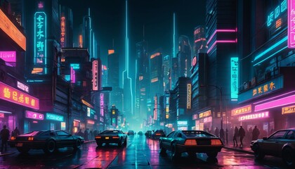 Obraz premium Synthwave Cityscapes illustration background