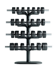 Obraz premium Dumbbell tree with multiple tiers for organizing dumbbells