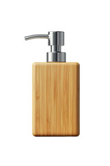 Obraz premium Ecofriendly bamboo soap dispenser with a natural wood grain texture