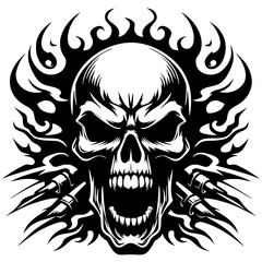 Skull t-shirt design illustration silhouette