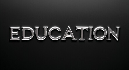 Fototapeta premium education silver shining shiny solid metallic lettering on plain black background