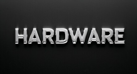 Fototapeta premium Hardware silver shining shiny solid metallic lettering on plain black background