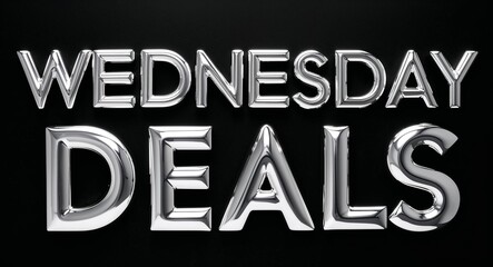 Wednesday deals silver shining shiny solid metallic lettering on plain black background