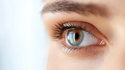 Obraz premium Close Up of a Human Eye - Green Iris and Long Eyelashes