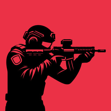 recommend clip art: silhouette of soldier special force vector shadow