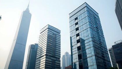 Modern skyscrapers by the waterfront