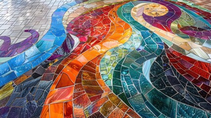 Fototapeta premium Vibrant Mosaic Art with Colorful Tile Patterns