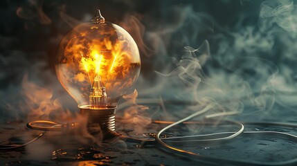Overheated Light Bulb with Smoke