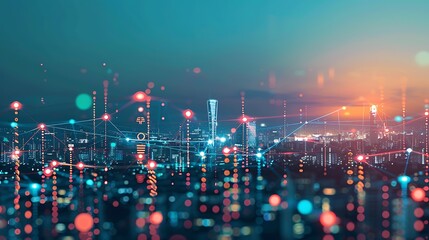 Obraz premium Cityscape with Network Connections